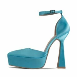 RAID Pearly Platform Heel Pump In Blue Satin -Raid London Sales Store Pearly Blue 5 542c0807 dfe7 471d 9f69 25d98056df20