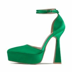 RAID Pearly Platform Heel Pump In Green Satin -Raid London Sales Store Pearly Green 5 4e0e0b1d 1d12 4296 b062 8838983c99a7
