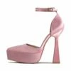 RAID Pearly Platform Heel Pump In Pink Satin