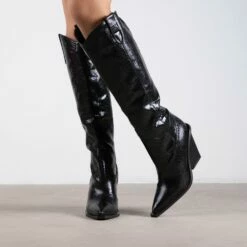 RAID Portland Long Boot In Black Snake -Raid London Sales Store Portland Black 1