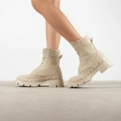 RAID Prestone Chunky Ankle Boot In Ecru -Raid London Sales Store Preston 2