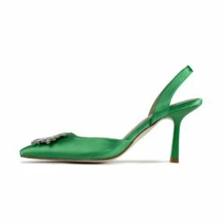 RAID Punam Heeled Slingback In Green Satin -Raid London Sales Store Punam Green 5 a7ba3893 eb55 460d b336 3010e1470429