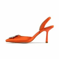RAID Punam Heeled Slingback In Orange Satin -Raid London Sales Store Punam Orange 5 6088aee0 d7e0 4a77 bc1e c56fdec91c1c