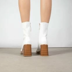 RAID Raffety Block Heeled Ankle Boot In White -Raid London Sales Store Raffety White 3