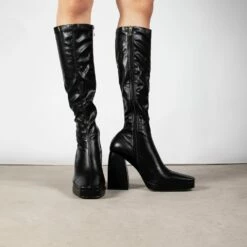 RAID Rainbow Block Heeled Long Boot In Black -Raid London Sales Store Rainbow Black 2