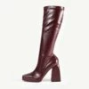 RAID Rainbow Block Heeled Long Boot In Burgundy -Raid London Sales Store Rainbow Burgundy 4
