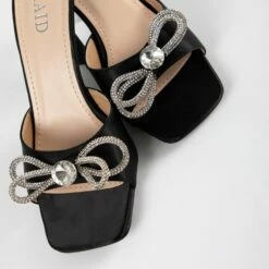 RAID Renee Heeled Mule In Black Satin -Raid London Sales Store Renee Black 4