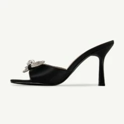RAID Renee Heeled Mule In Black Satin
