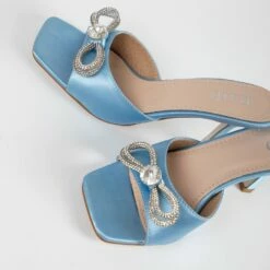 RAID Renee Heeled Mule In Baby Blue Satin -Raid London Sales Store Renee Blue 4