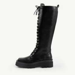 RAID Rida Long Lace Up Boot In Black -Raid London Sales Store Rida Black 1