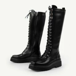 RAID Rida Long Lace Up Boot In Black -Raid London Sales Store Rida Black 5