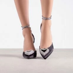 RAID Roana Stiletto Pump In Black Satin -Raid London Sales Store Roana Black 1