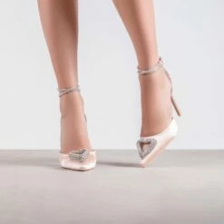 RAID Roana Stiletto Pump In Champagne Satin -Raid London Sales Store Roana Champagne 1