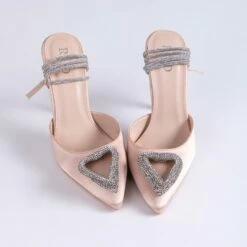 RAID Roana Stiletto Pump In Champagne Satin -Raid London Sales Store Roana Champagne 4