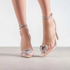 RAID Roana Stiletto Pump In Clear/ Rose Metallic -Raid London Sales Store Roana RoseGold 1