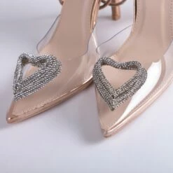 RAID Roana Stiletto Pump In Clear/ Rose Metallic -Raid London Sales Store Roana RoseGold 4