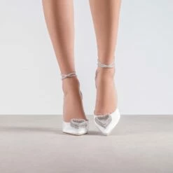 RAID Roana Stiletto Pump In Ivory Satin -Raid London Sales Store Roana White 1