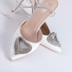 RAID Roana Stiletto Pump In Ivory Satin -Raid London Sales Store Roana White 4