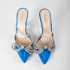 BEBO Ruhani Heeled Mule In Blue -Raid London Sales Store Ruhani Blue 5