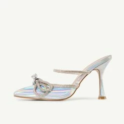 BEBO Ruhani Heeled Mule In Silver -Raid London Sales Store Ruhani Silver 4