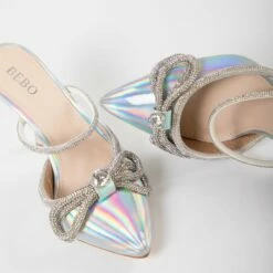 BEBO Ruhani Heeled Mule In Silver -Raid London Sales Store Ruhani Silver 5