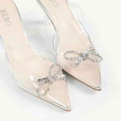 BEBO Rupika Perspex Mule In Silver -Raid London Sales Store Rupika Silver 5