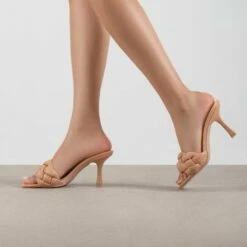 RAID Sandra Padded Mule In Beige -Raid London Sales Store Sandra Nude 1
