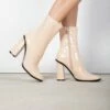 RAID Saylor Block Heeled Ankle Boot In Nude