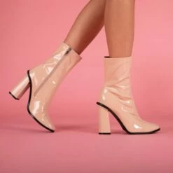 RAID Saylor Block Heeled Ankle Boot In Nude -Raid London Sales Store Saylor Nude Barbie Halloween