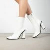 RAID Saylor Block Heeled Ankle Boot In White