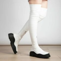 RAID Serina Over The Knee Boot In White