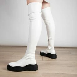 RAID Serina Over The Knee Boot In White -Raid London Sales Store Serina White 4