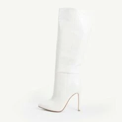 RAID Sonny Wide Fit Stiletto Heeled Boot In White -Raid London Sales Store Sonny White 1