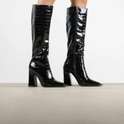 RAID Sphere Long Boot In Black Croc -Raid London Sales Store Sphere Black 1