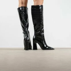 RAID Sphere Long Boot In Black Croc -Raid London Sales Store Sphere Black 2