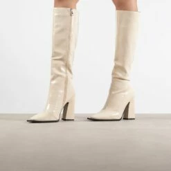RAID Sphere Long Boot In Nude Croc -Raid London Sales Store Sphere Nude 1