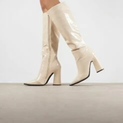 RAID Sphere Long Boot In Nude Croc -Raid London Sales Store Sphere Nude 2