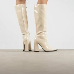 RAID Sphere Long Boot In Nude Croc -Raid London Sales Store Sphere Nude 3
