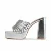 RAID Stella Block Heeled Mule In Silver