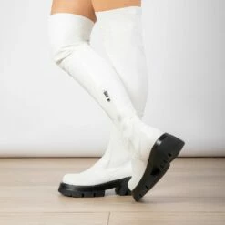 RAID Stevie Chunky Long Boot In White -Raid London Sales Store Stevie White 2