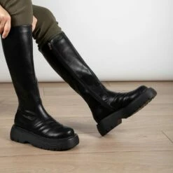 RAID Sylvie Chunky Long Boot In Black -Raid London Sales Store Sylvie Black 4