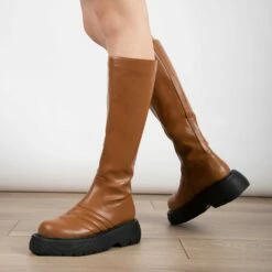 RAID Sylvie Chunky Long Boot In Camel -Raid London Sales Store Sylvie Camel 2