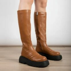 RAID Sylvie Chunky Long Boot In Camel -Raid London Sales Store Sylvie Camel 4