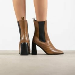 RAID Tabbie Block Heeled Boot In Taupe -Raid London Sales Store Tabbie Brown 1