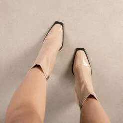 RAID Valencia Block Heeled Boot In Nude -Raid London Sales Store Valencia Nude 2