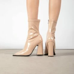 RAID Valencia Block Heeled Boot In Nude -Raid London Sales Store Valencia Nude 3
