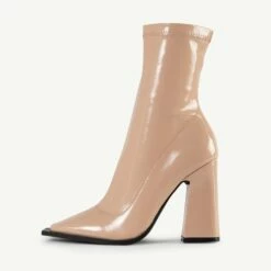 RAID Valencia Block Heeled Boot In Nude