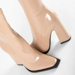 RAID Valencia Block Heeled Boot In Nude -Raid London Sales Store Valencia Nude 5