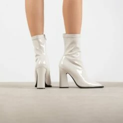RAID Valencia Block Heeled Boot In White -Raid London Sales Store Valencia White 2