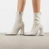 RAID Valencia Block Heeled Boot In White -Raid London Sales Store Valencia White 3
